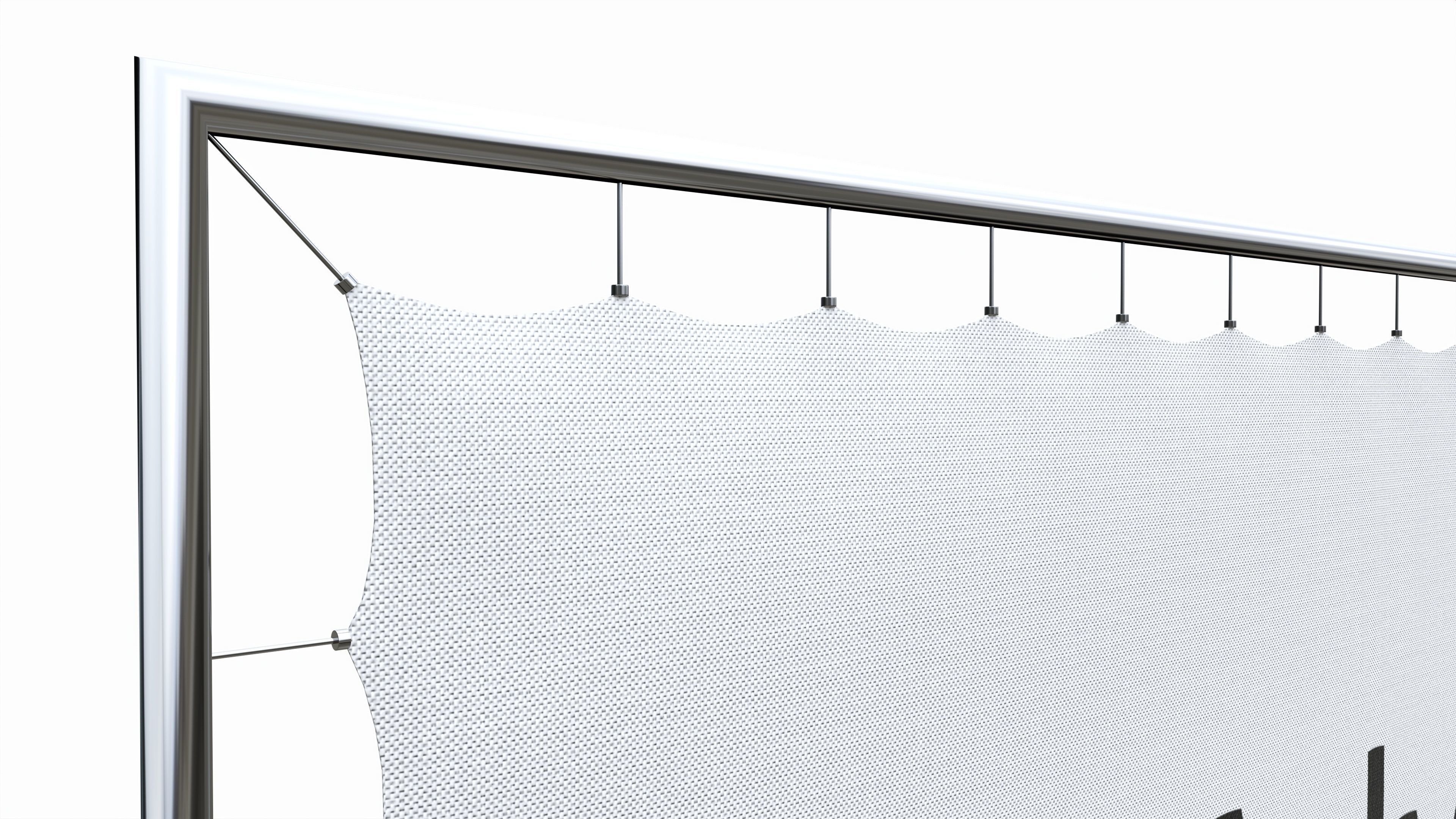 Advertising press wall with fabric banner 3D model_2