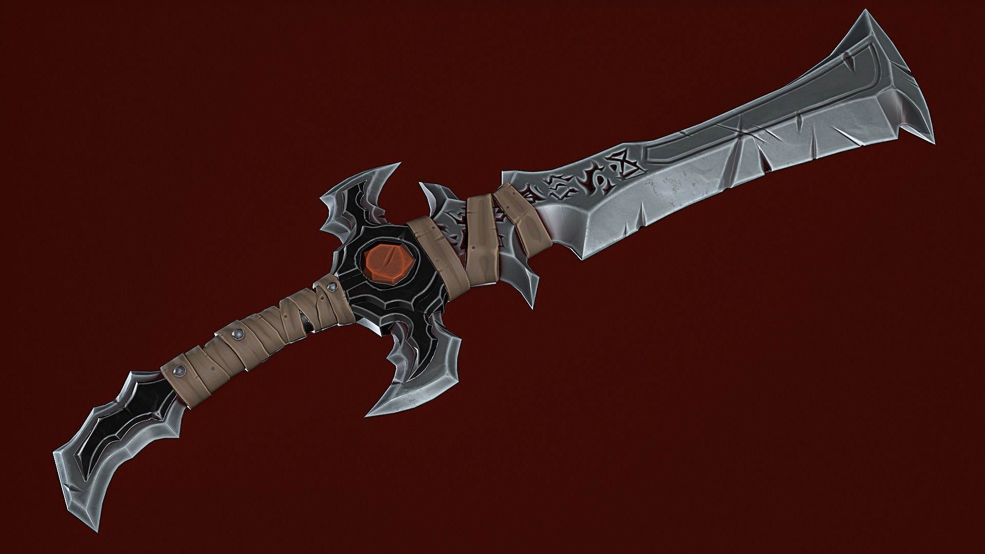 Low Poly Stylize Sword Low-poly 3D model_2