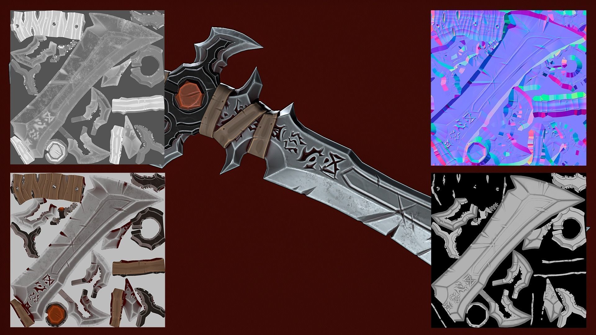 Low Poly Stylize Sword Low-poly 3D model_6