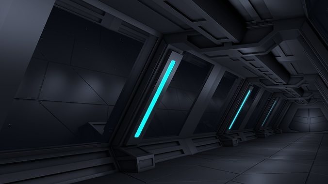 Sci fi Corridor Low-poly 3D model
