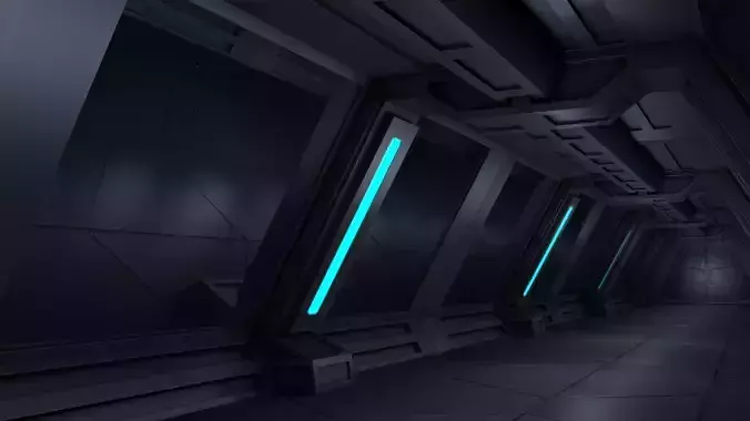 Sci fi Corridor Low-poly 3D model