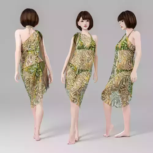 Woman Summer Outfit leaning against the wall