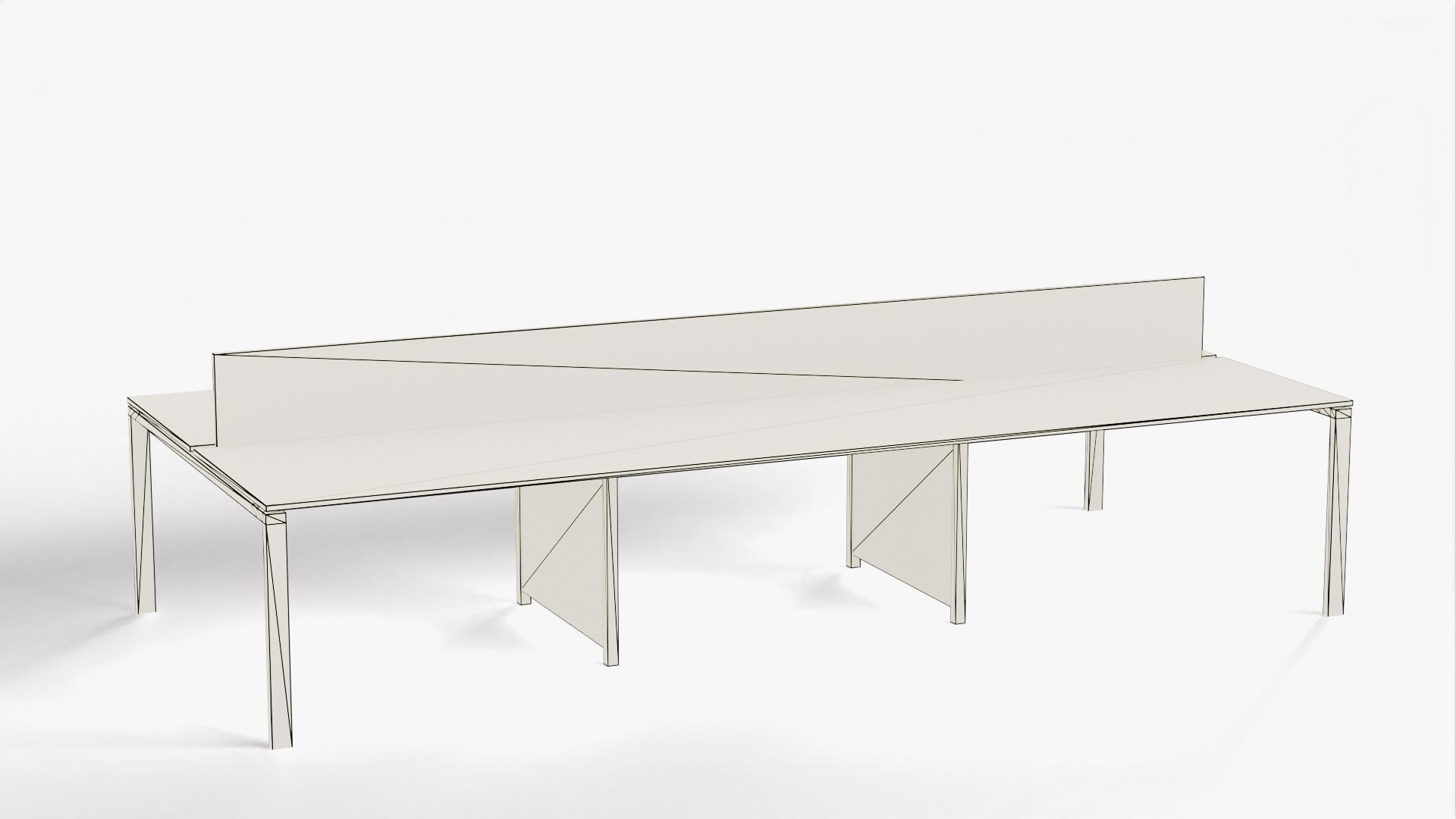 Shared Office Desk Free low-poly 3D model_6