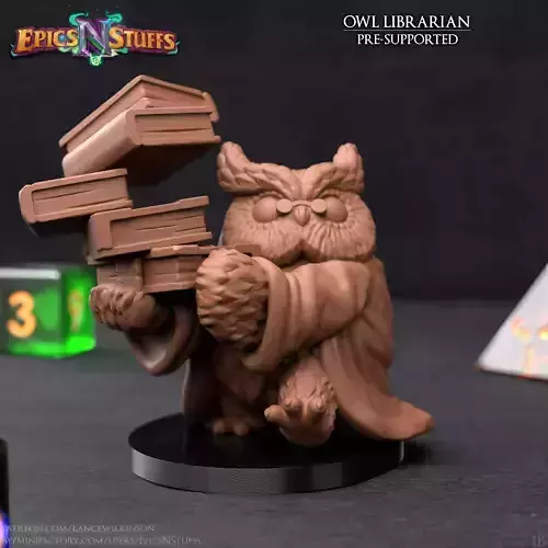 Owlkin Librarian Miniature - Pre-Supported 3D print model