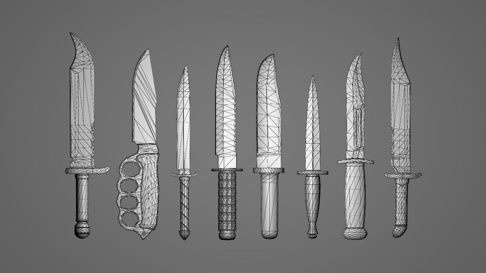 knife pack Low-poly 3D model_11