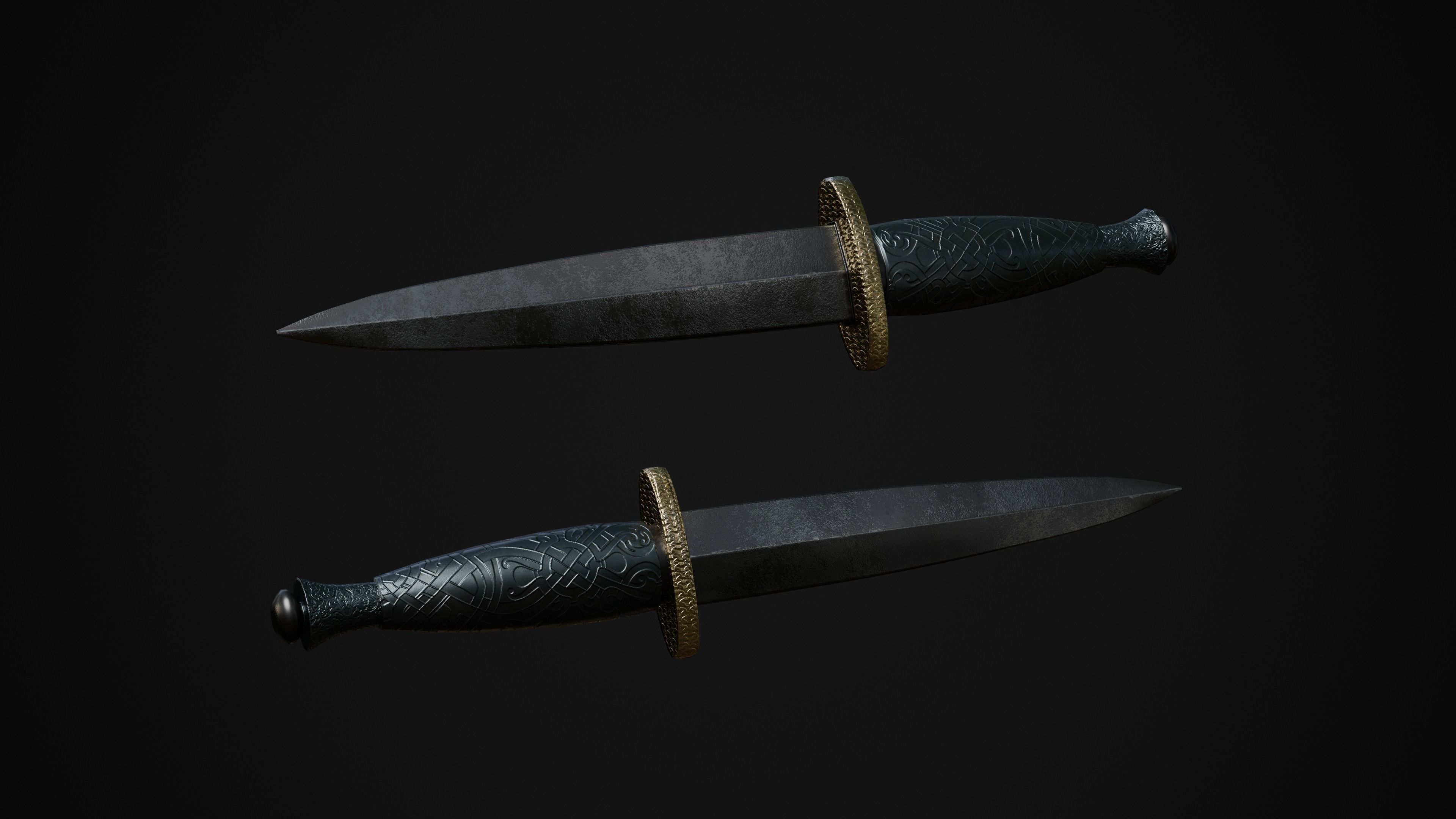 knife pack Low-poly 3D model_9