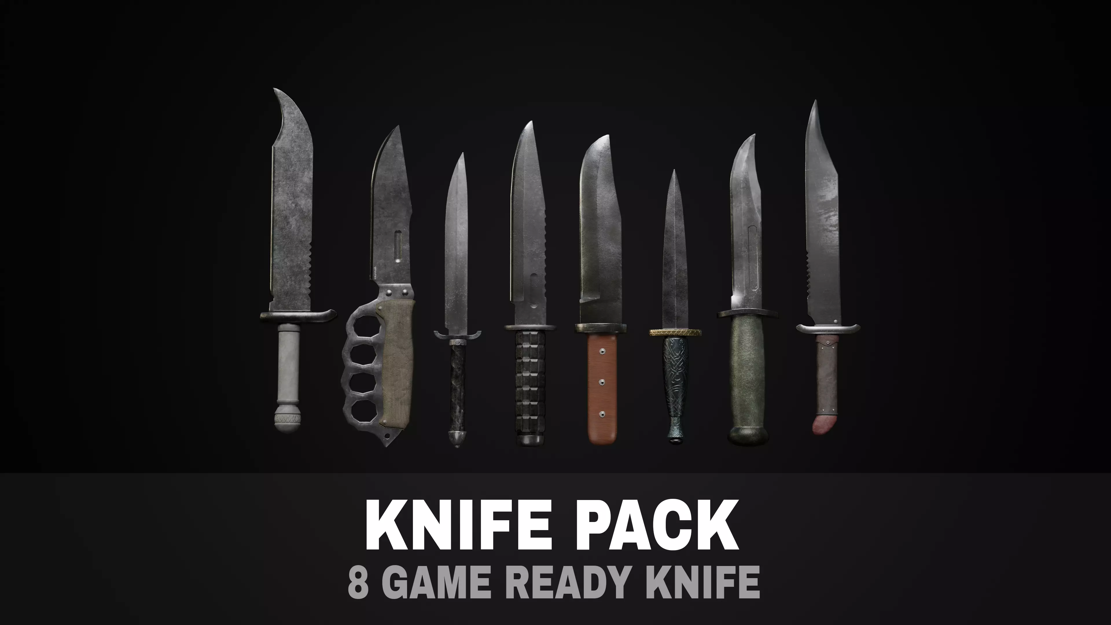 knife pack Low-poly 3D model_0