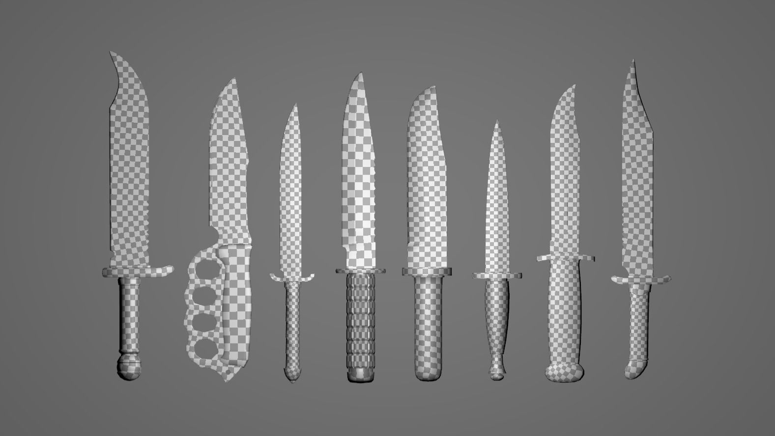 knife pack Low-poly 3D model_10