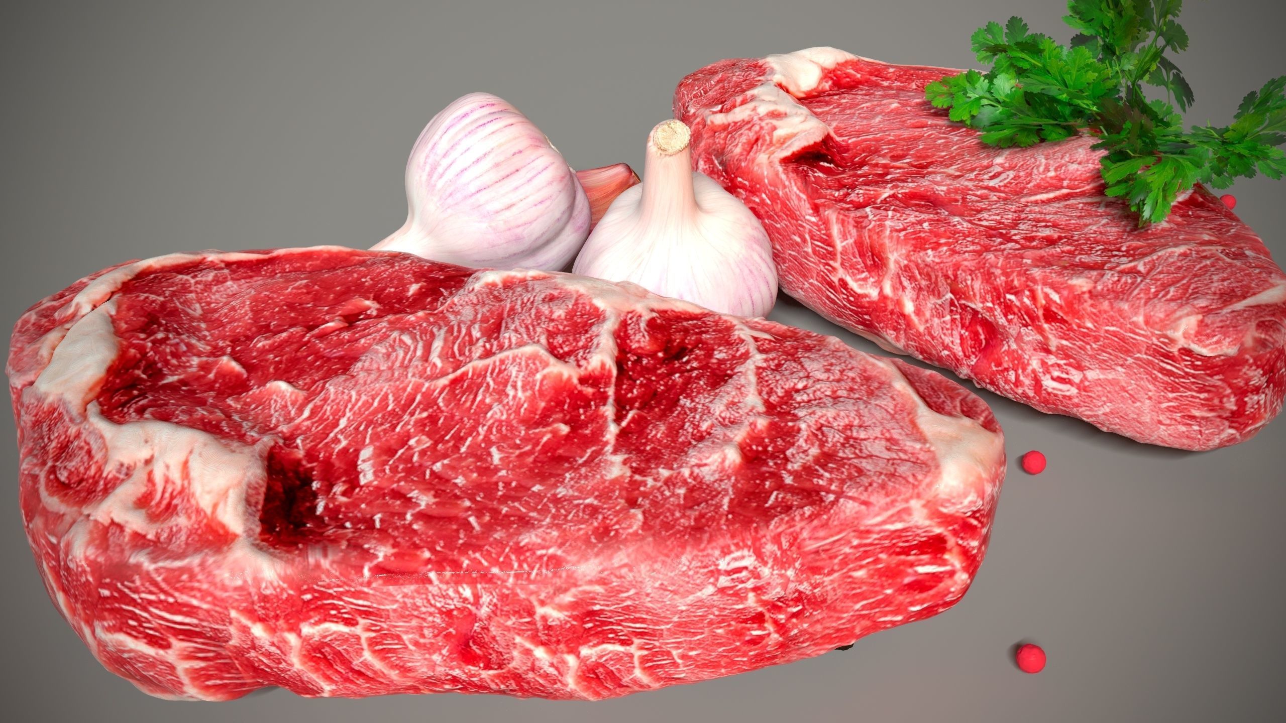 Meat with garlic and parsley 3D model_2