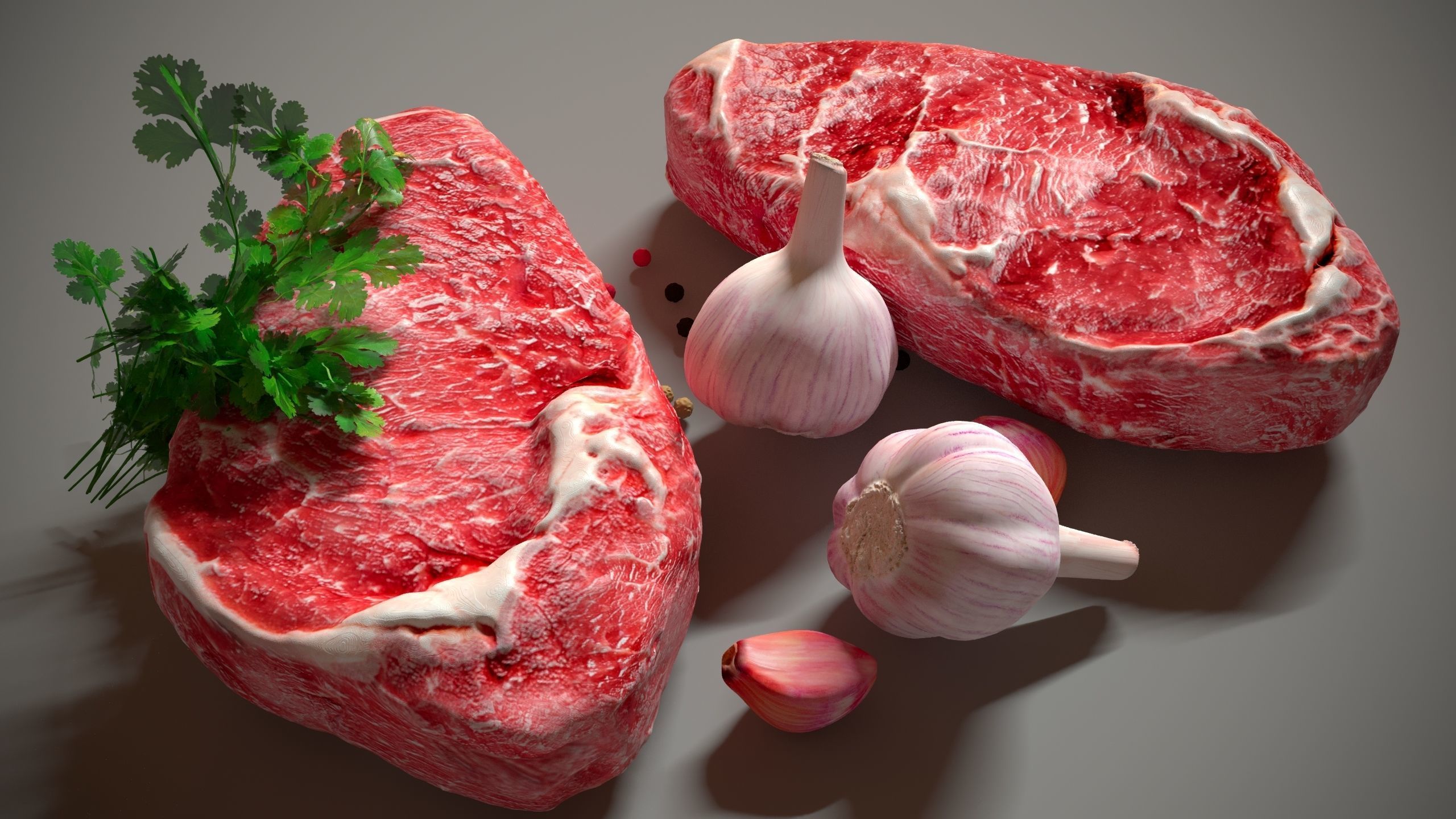 Meat with garlic and parsley 3D model_4