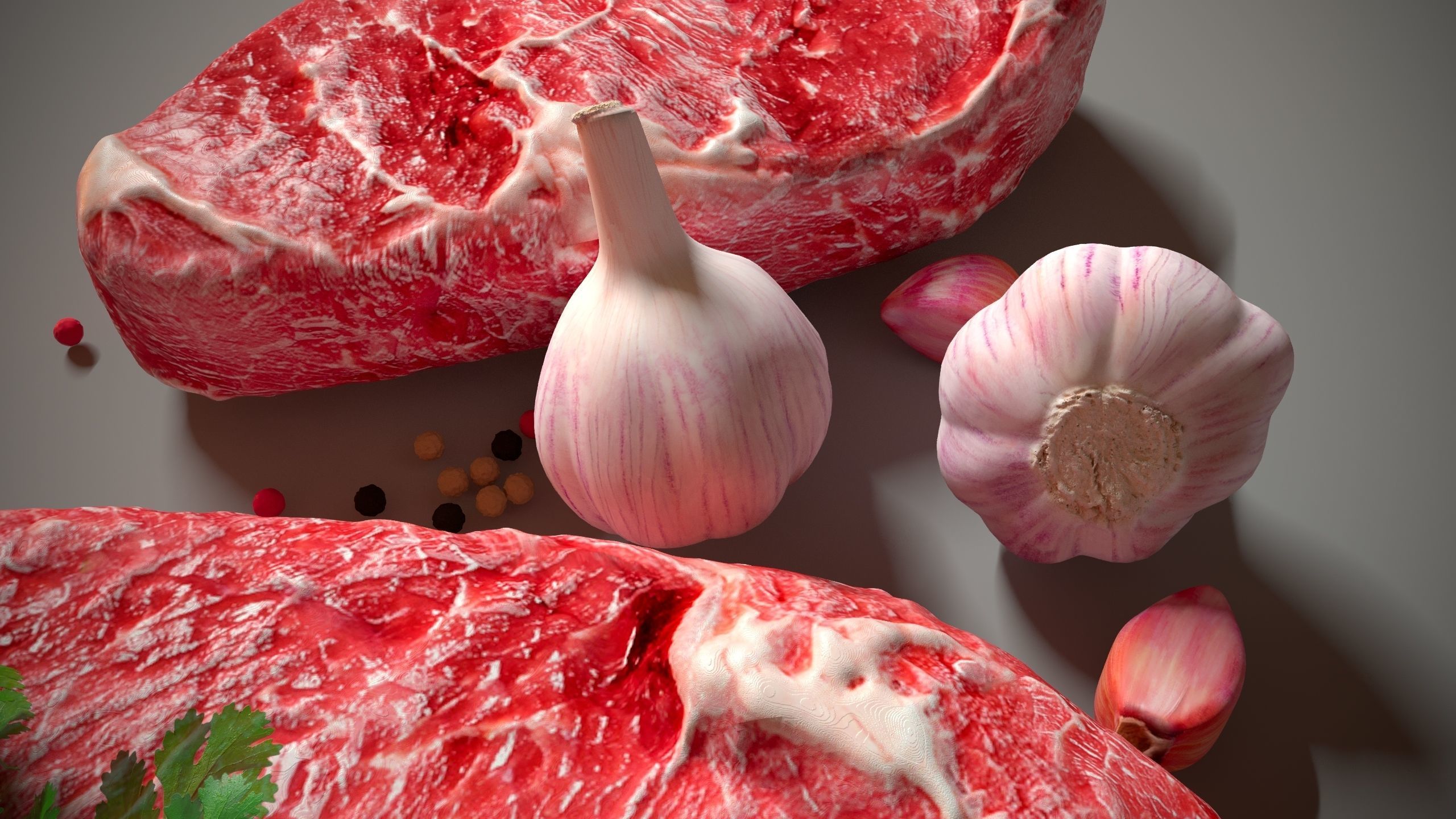 Meat with garlic and parsley 3D model_3