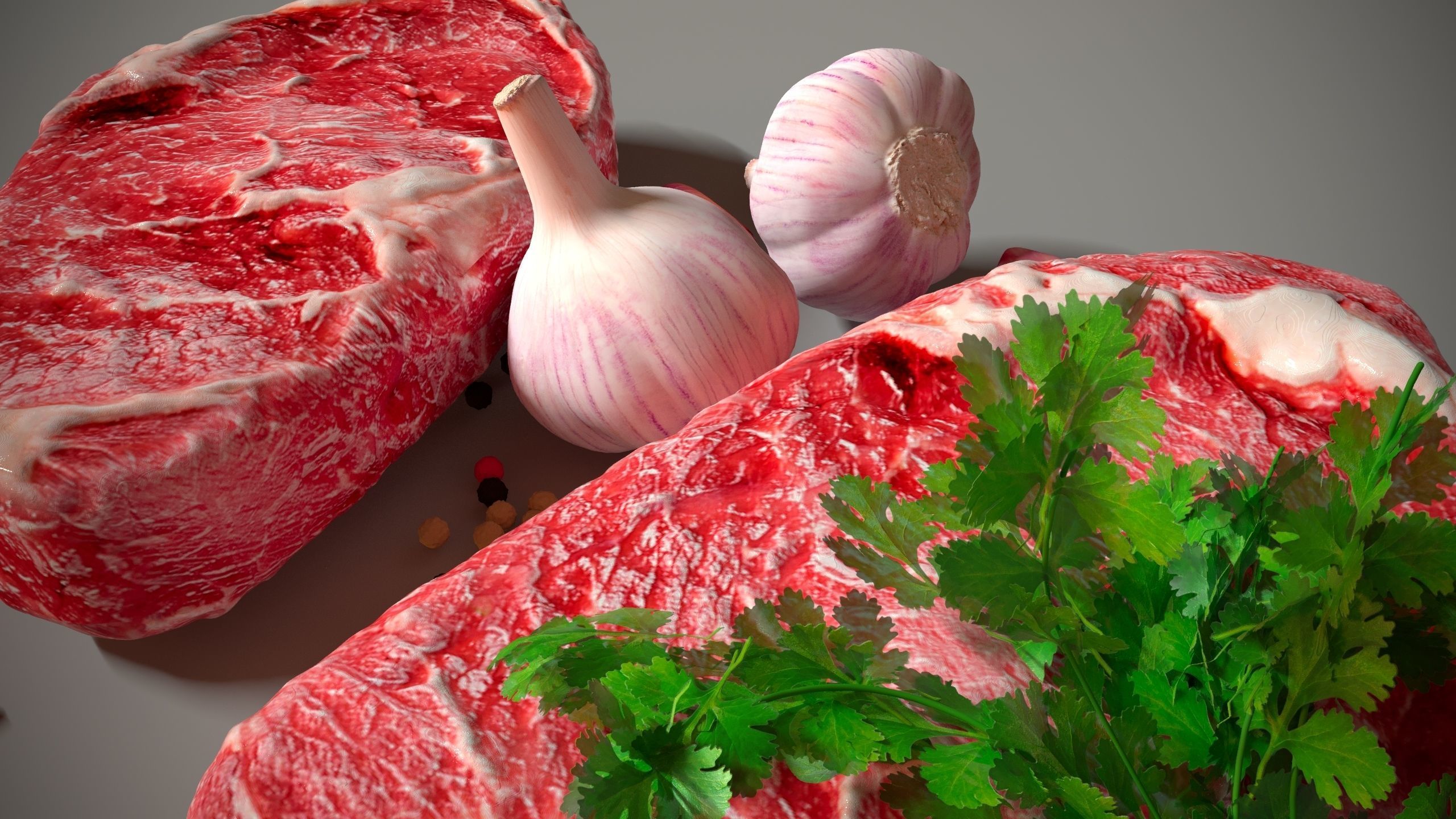 Meat with garlic and parsley 3D model_1
