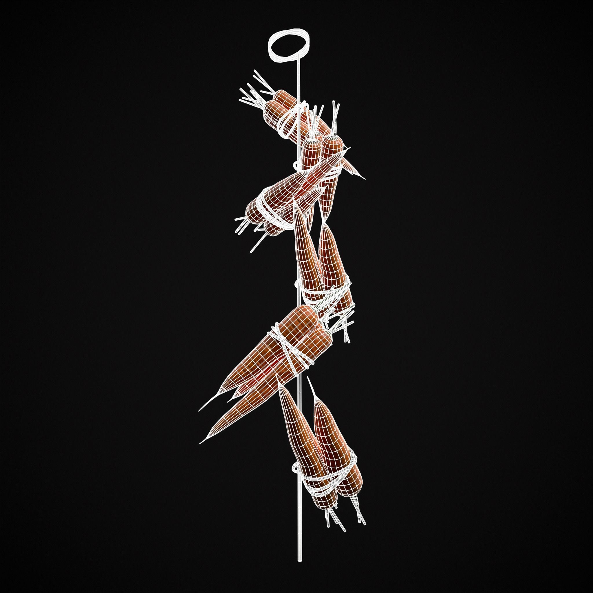 Hanging Carrots Low-poly 3D model_16