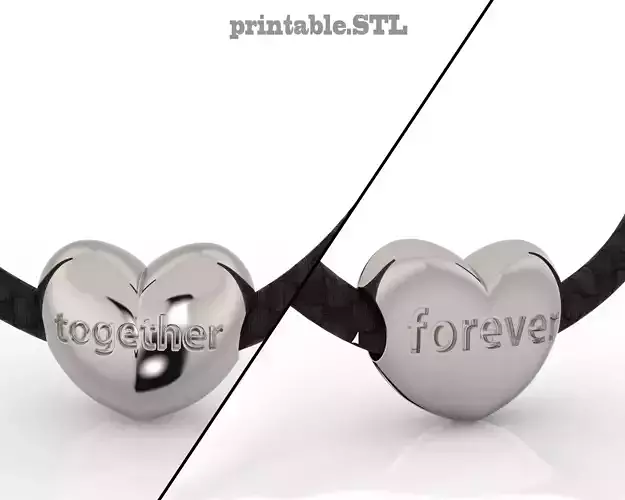  Printable STL pendant or bracelet heart together forever 3D print model