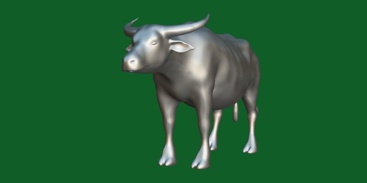 Albino Asian Water Buffalo  3D model_6