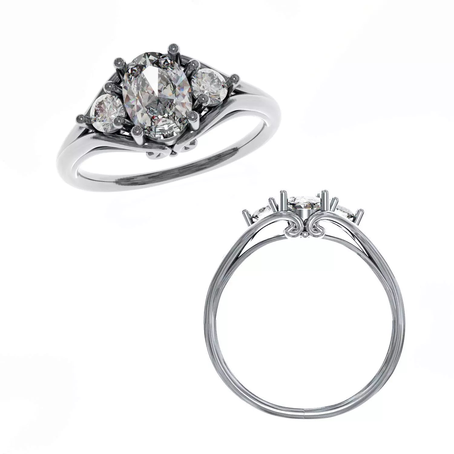Elegant Past Present and Future Scroll Ring 3d Model 3D print model