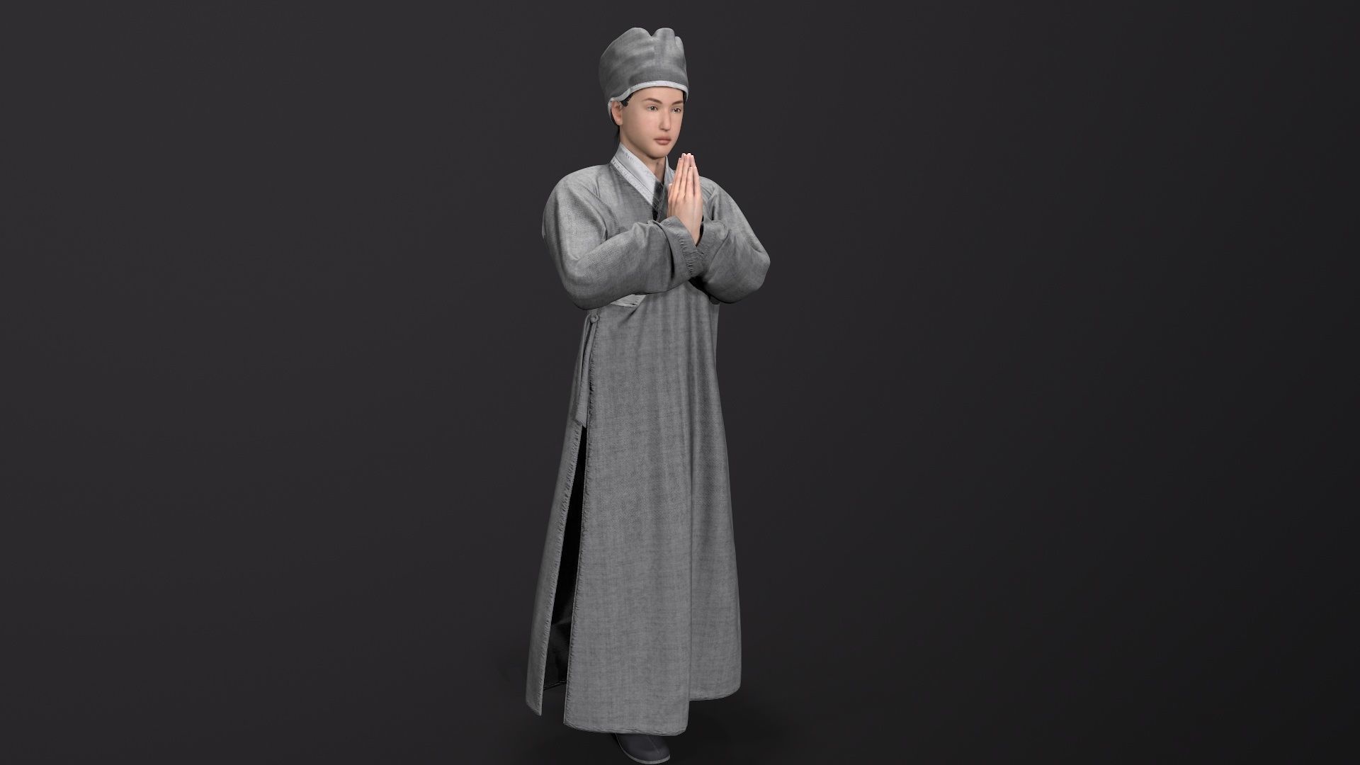 Shaolin monk Low-poly 3D model_2
