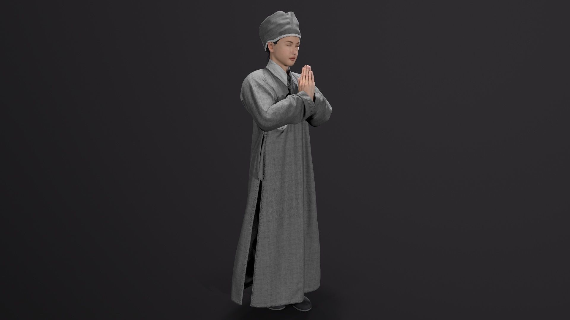 Shaolin monk Low-poly 3D model_6