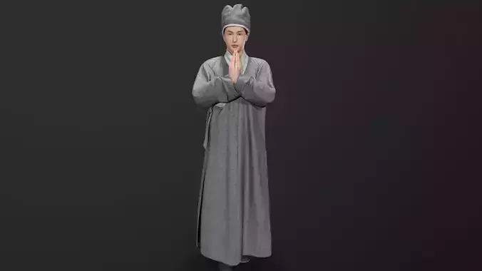 Shaolin monk Low-poly 3D model