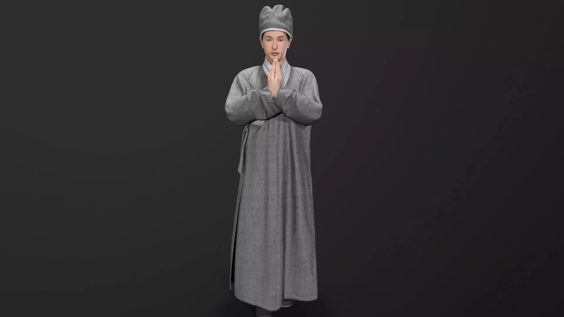 Shaolin monk Low-poly 3D model_0