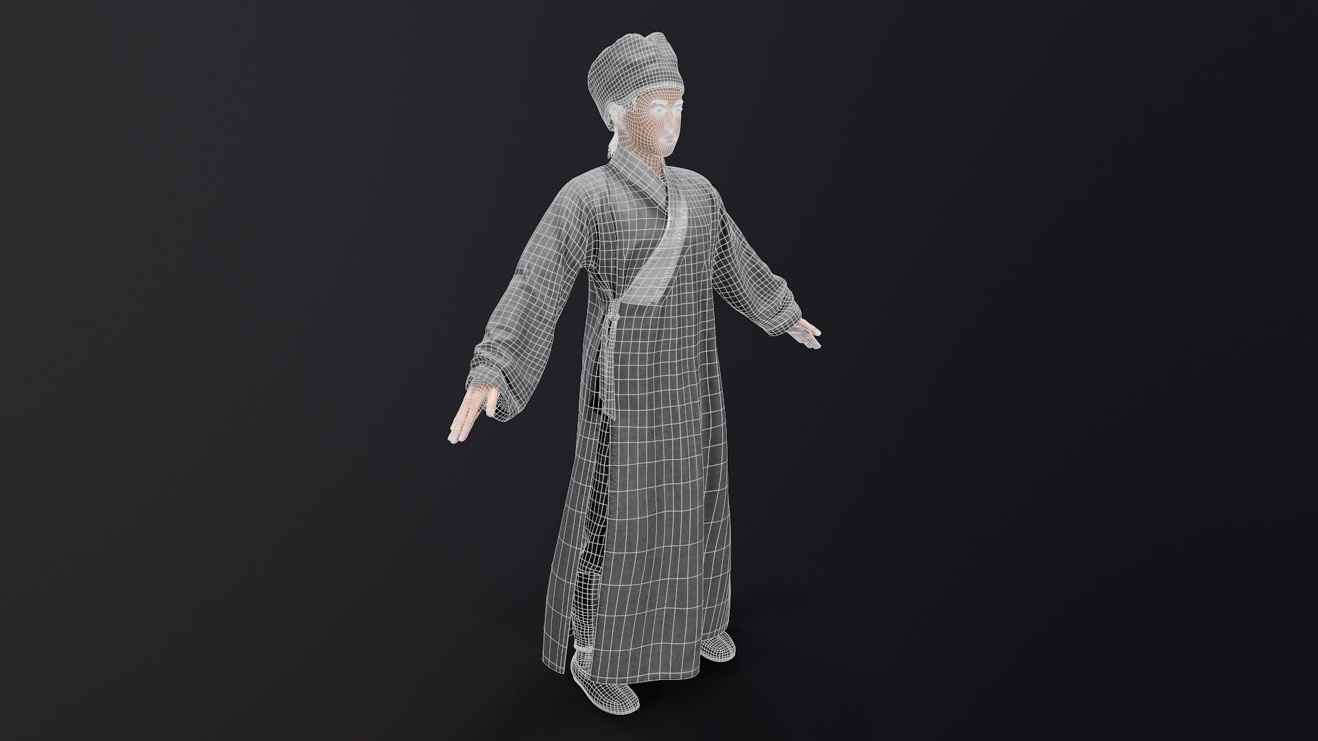 Shaolin monk Low-poly 3D model_16