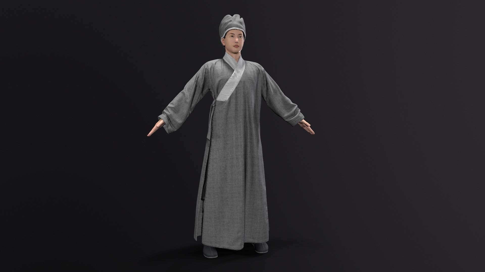 Shaolin monk Low-poly 3D model_8