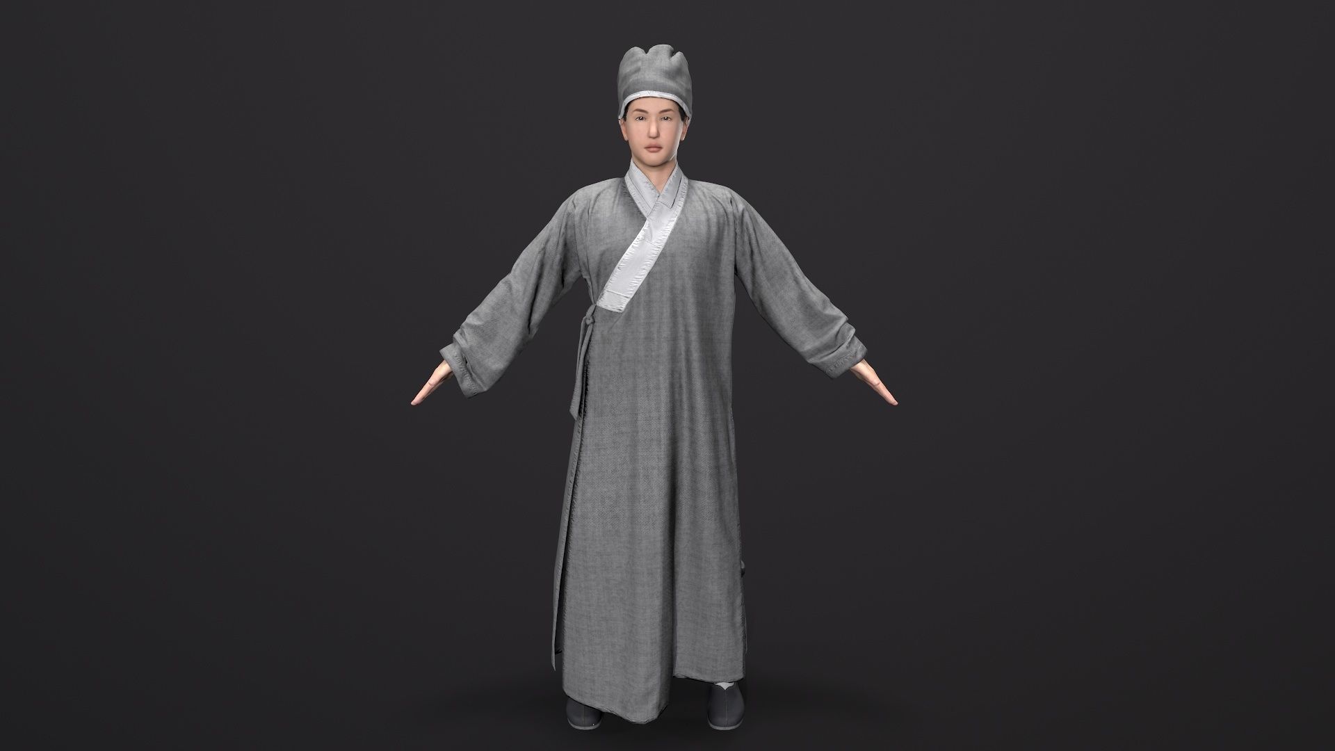 Shaolin monk Low-poly 3D model_7