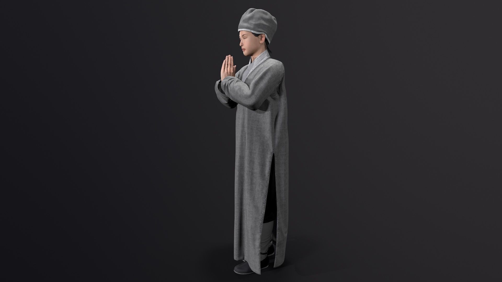 Shaolin monk Low-poly 3D model_4