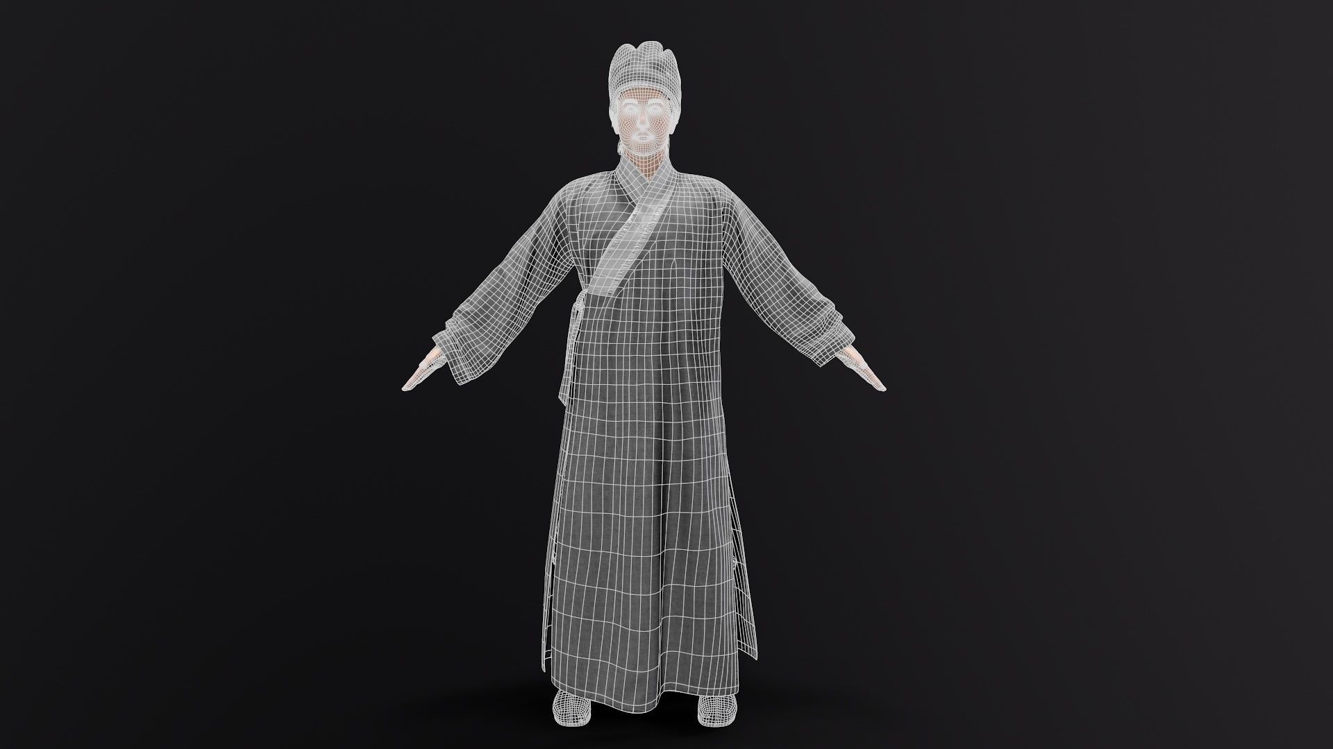 Shaolin monk Low-poly 3D model_14
