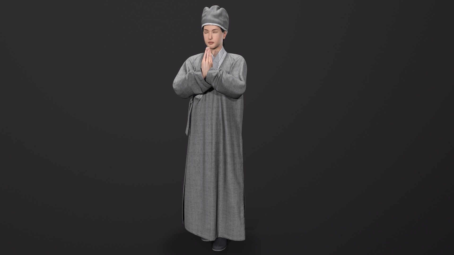 Shaolin monk Low-poly 3D model_3