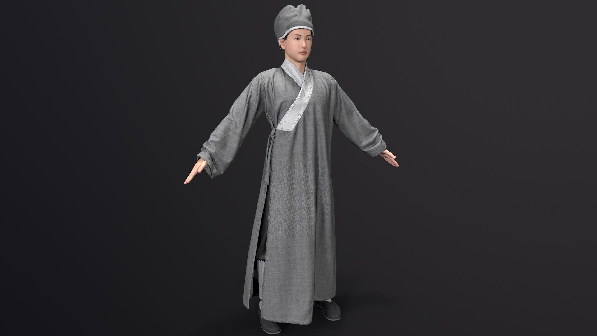 Shaolin monk Low-poly 3D model_9