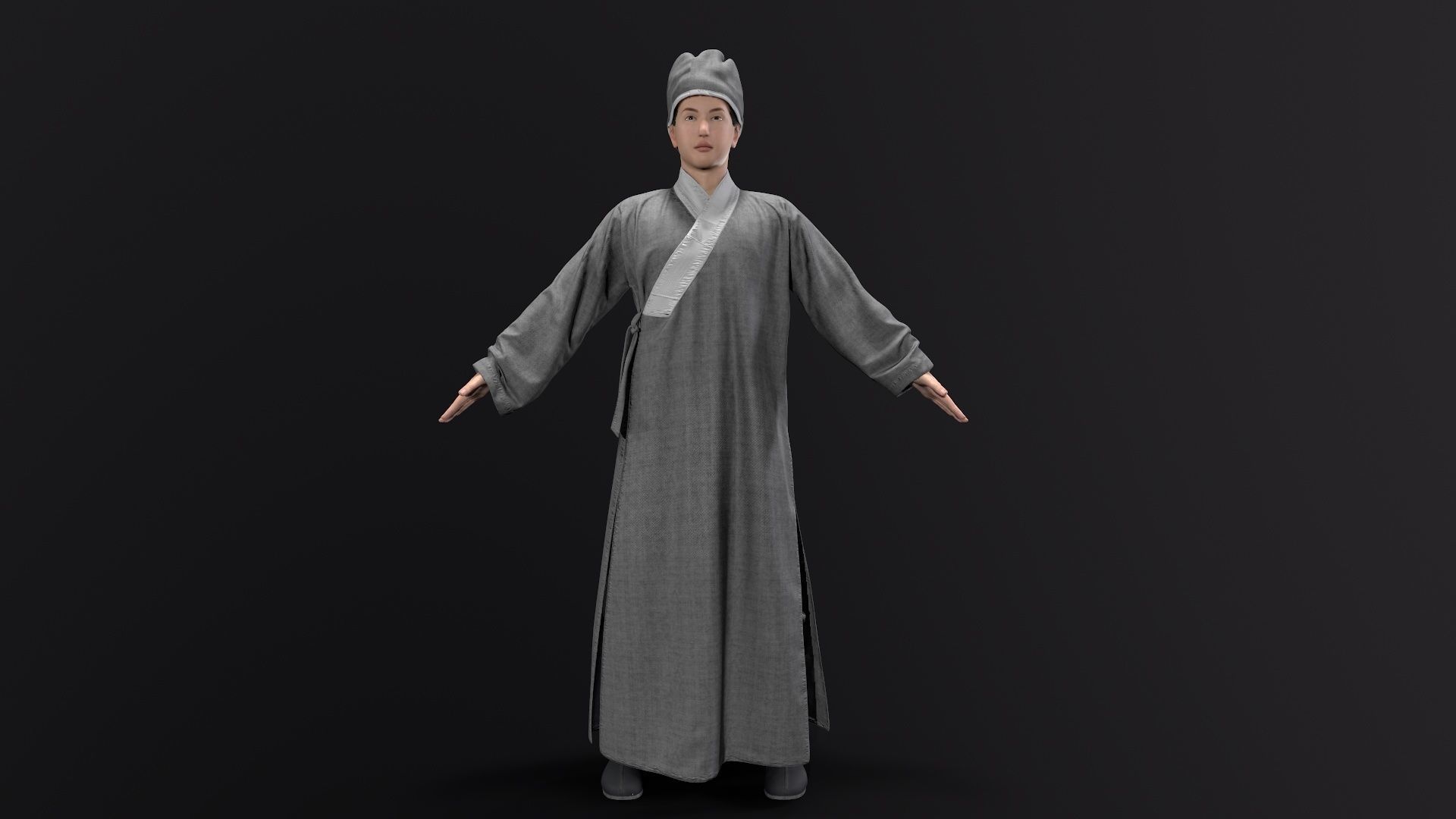 Shaolin monk Low-poly 3D model_12