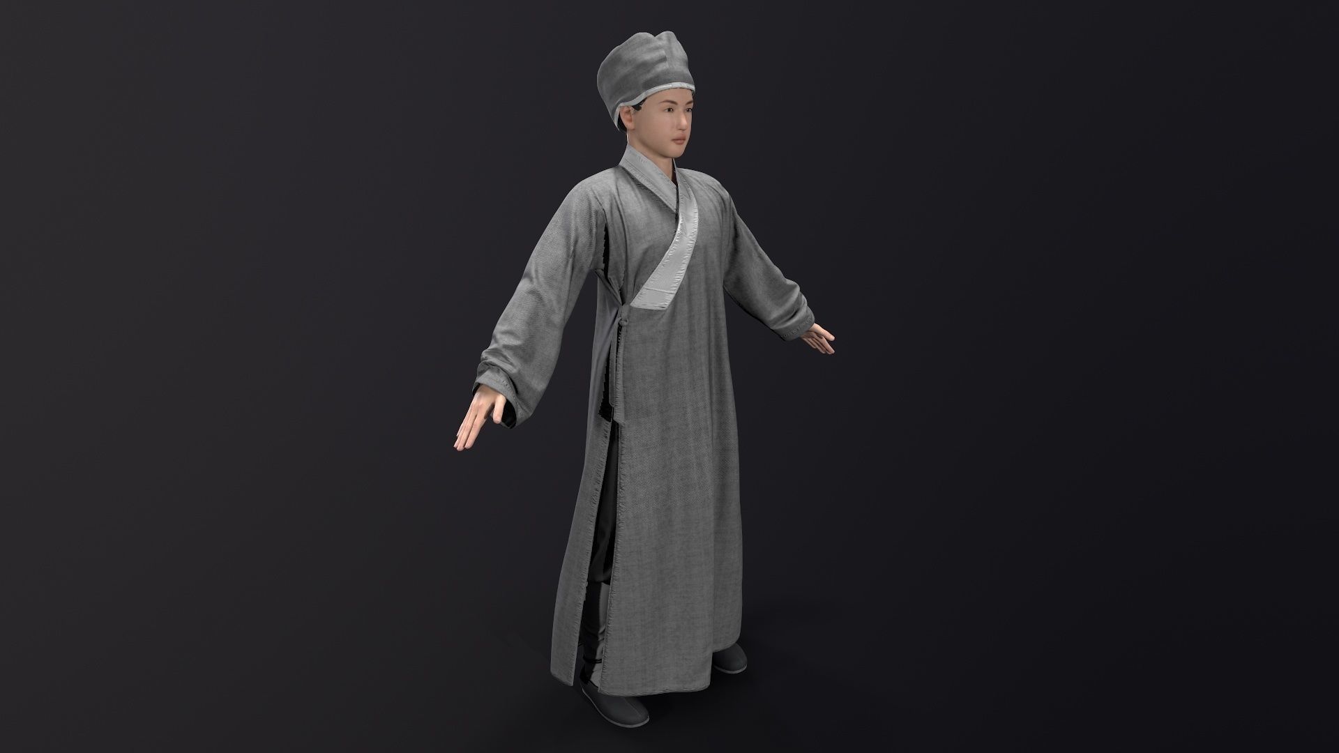 Shaolin monk Low-poly 3D model_10