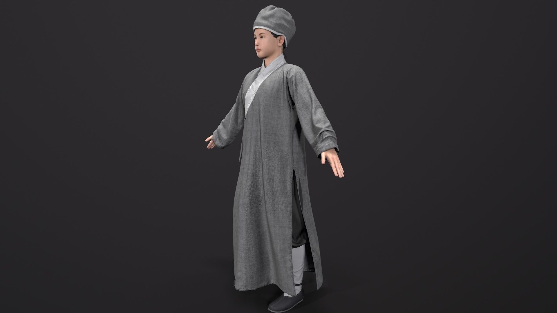 Shaolin monk Low-poly 3D model_11