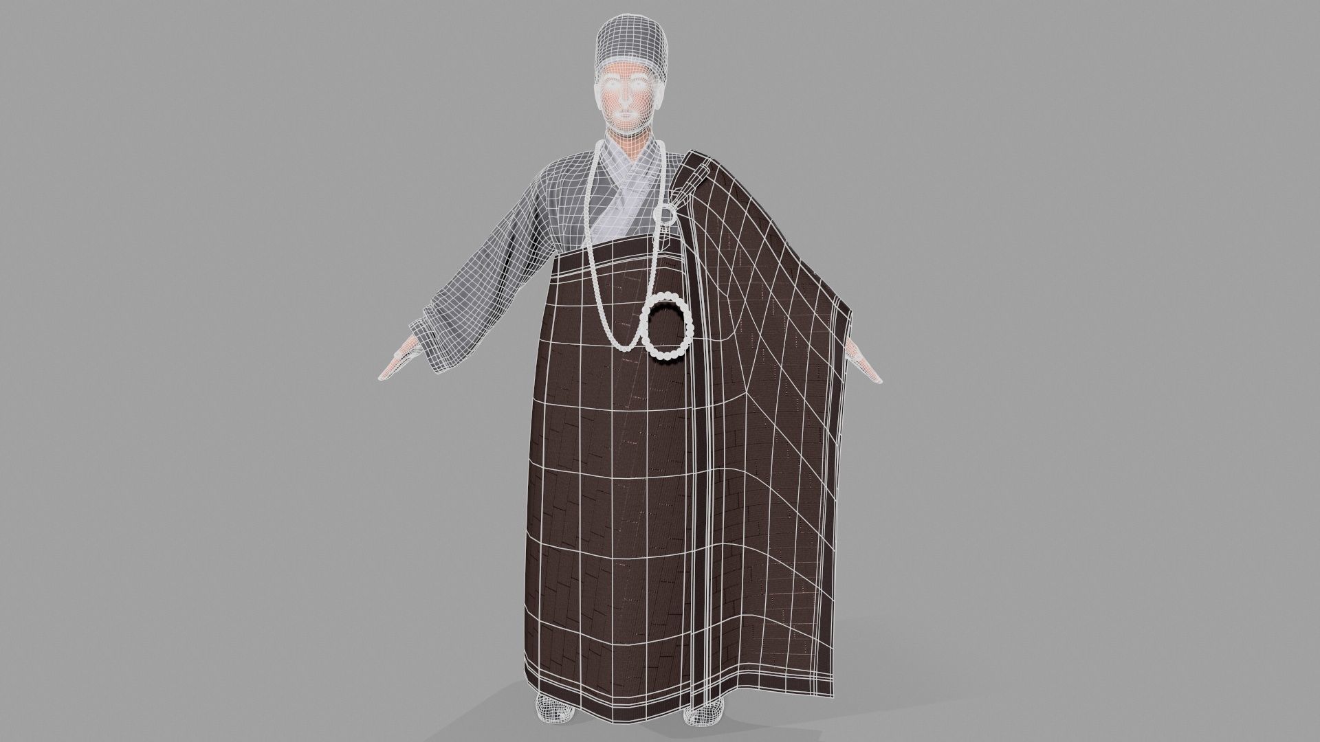 Shaolin monk Low-poly 3D model_10