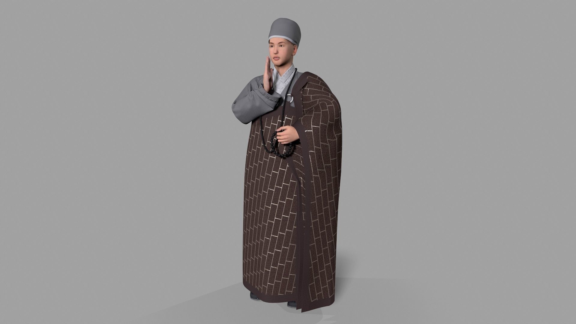 Shaolin monk Low-poly 3D model_2