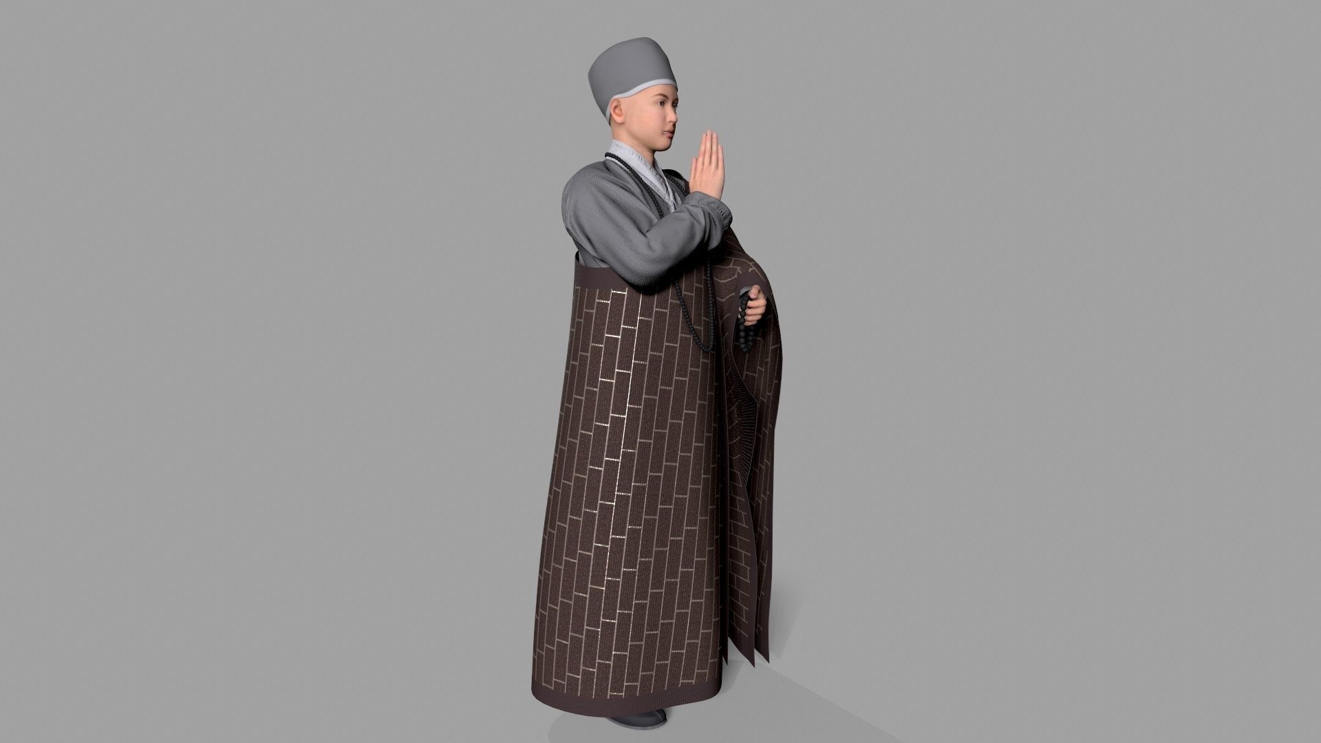 Shaolin monk Low-poly 3D model_4