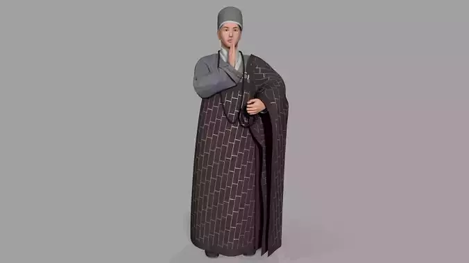 Shaolin monk Low-poly 3D model