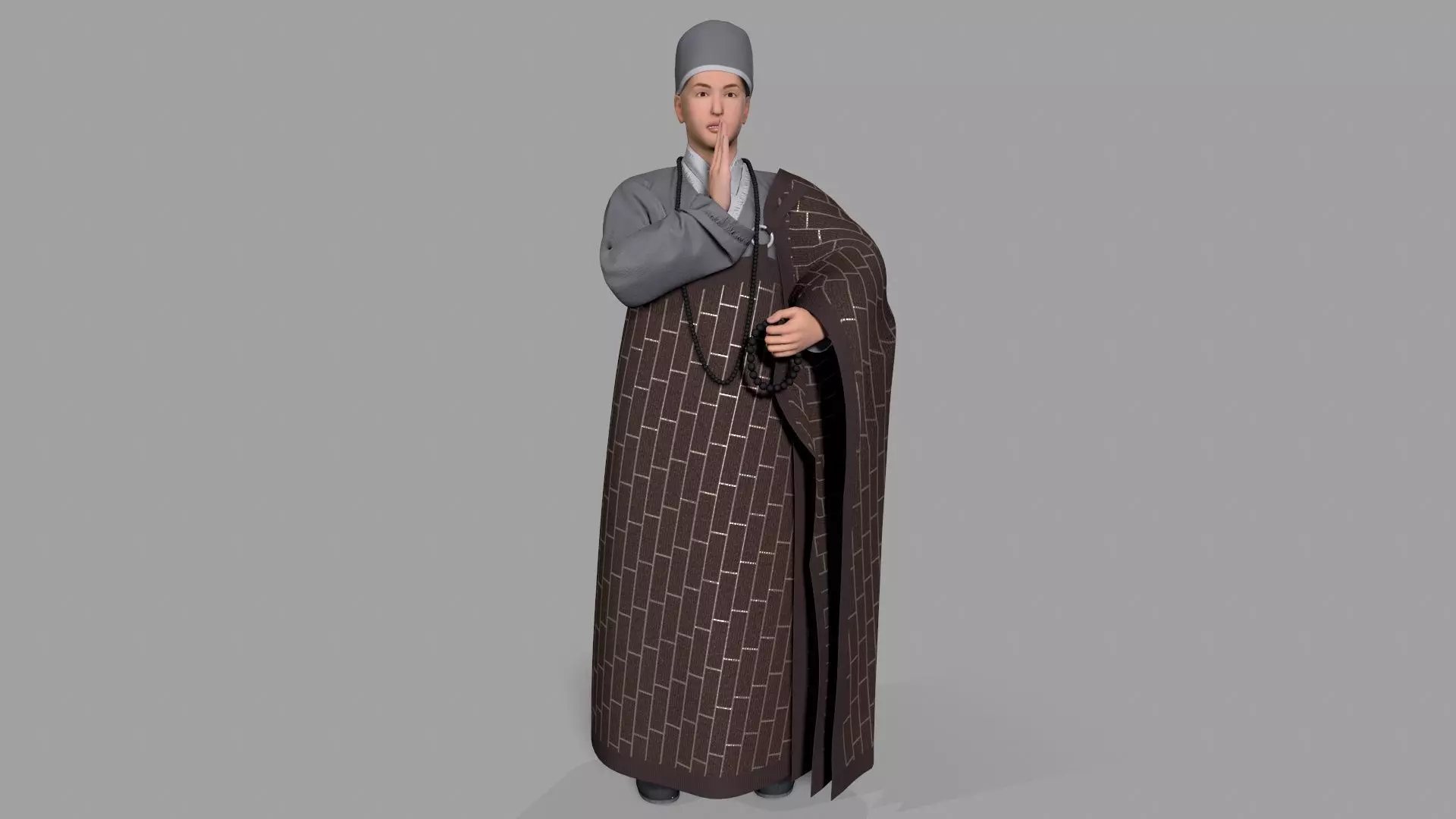Shaolin monk Low-poly 3D model_0