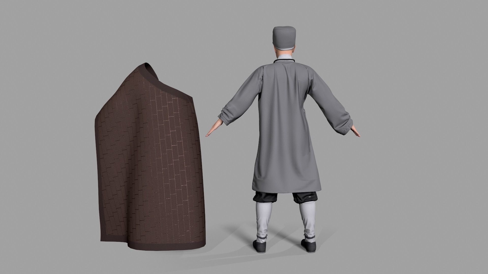 Shaolin monk Low-poly 3D model_6
