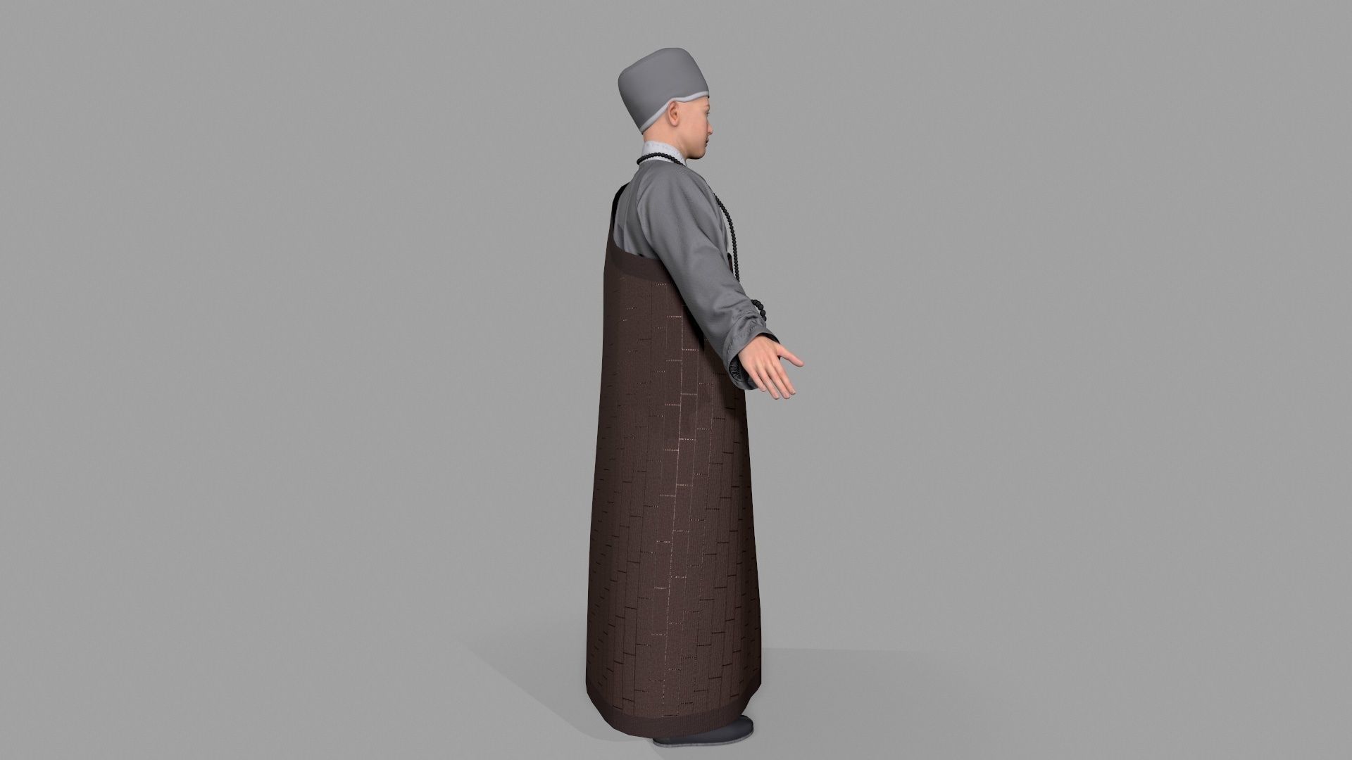 Shaolin monk Low-poly 3D model_9