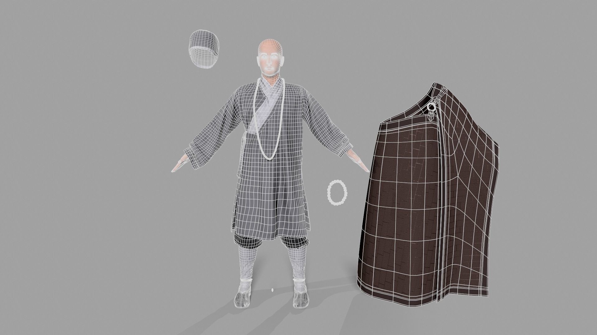 Shaolin monk Low-poly 3D model_12