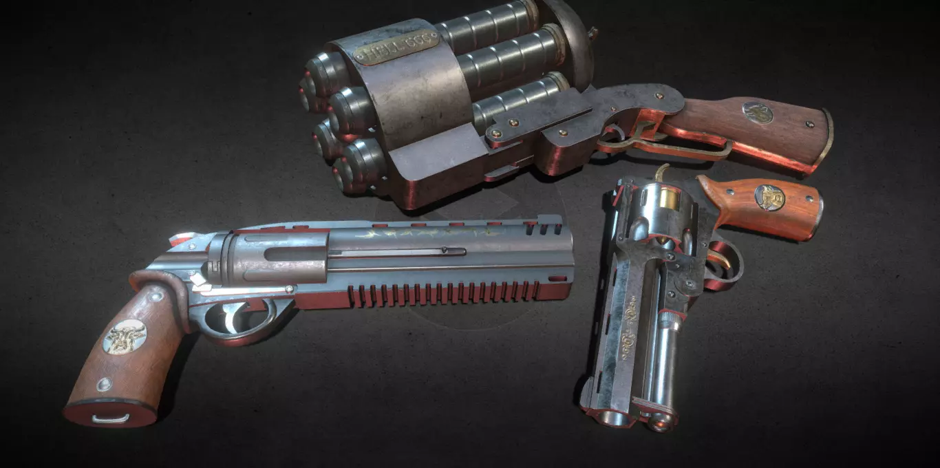 Weapon Hellboy Low-poly 3D model_0