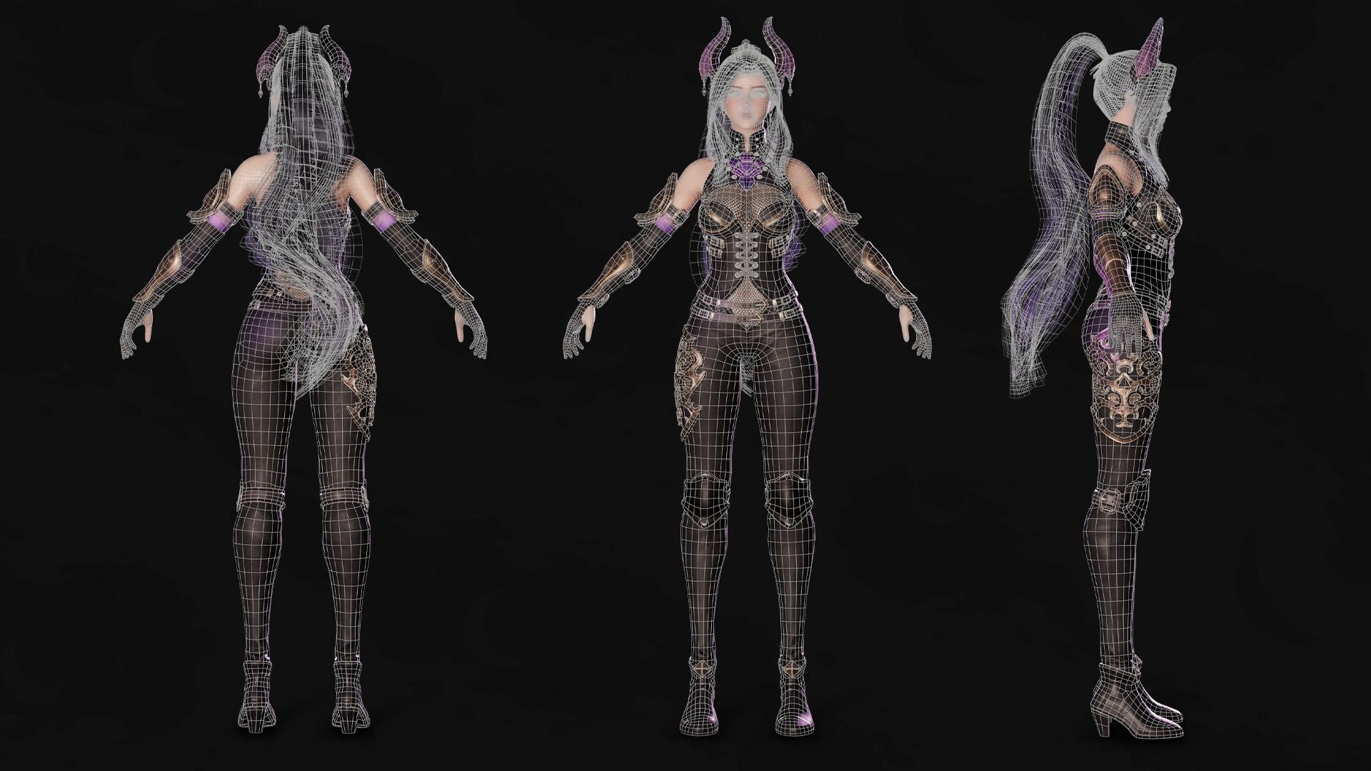 Demon Hunter Girl Nyx - Game Ready Low-poly 3D model_24