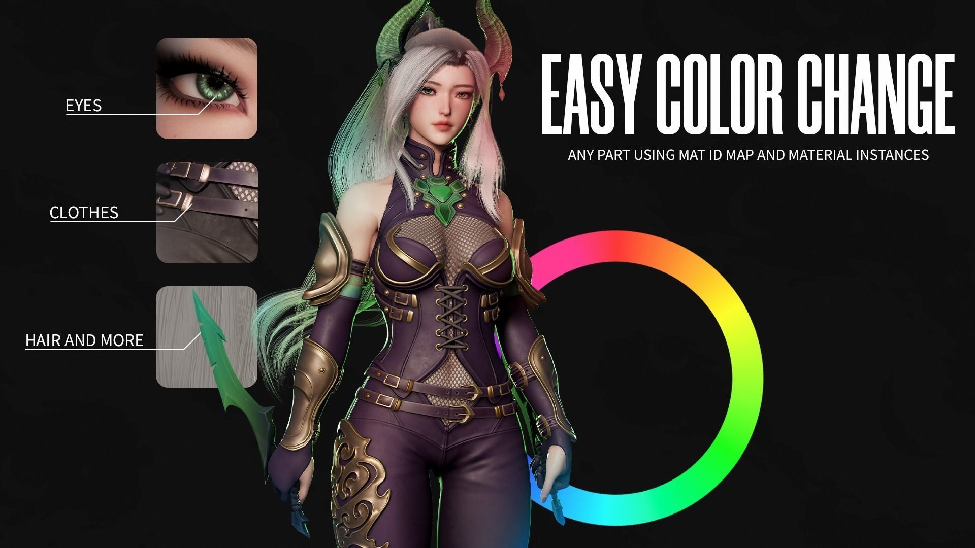 Demon Hunter Girl Nyx - Game Ready Low-poly 3D model_5