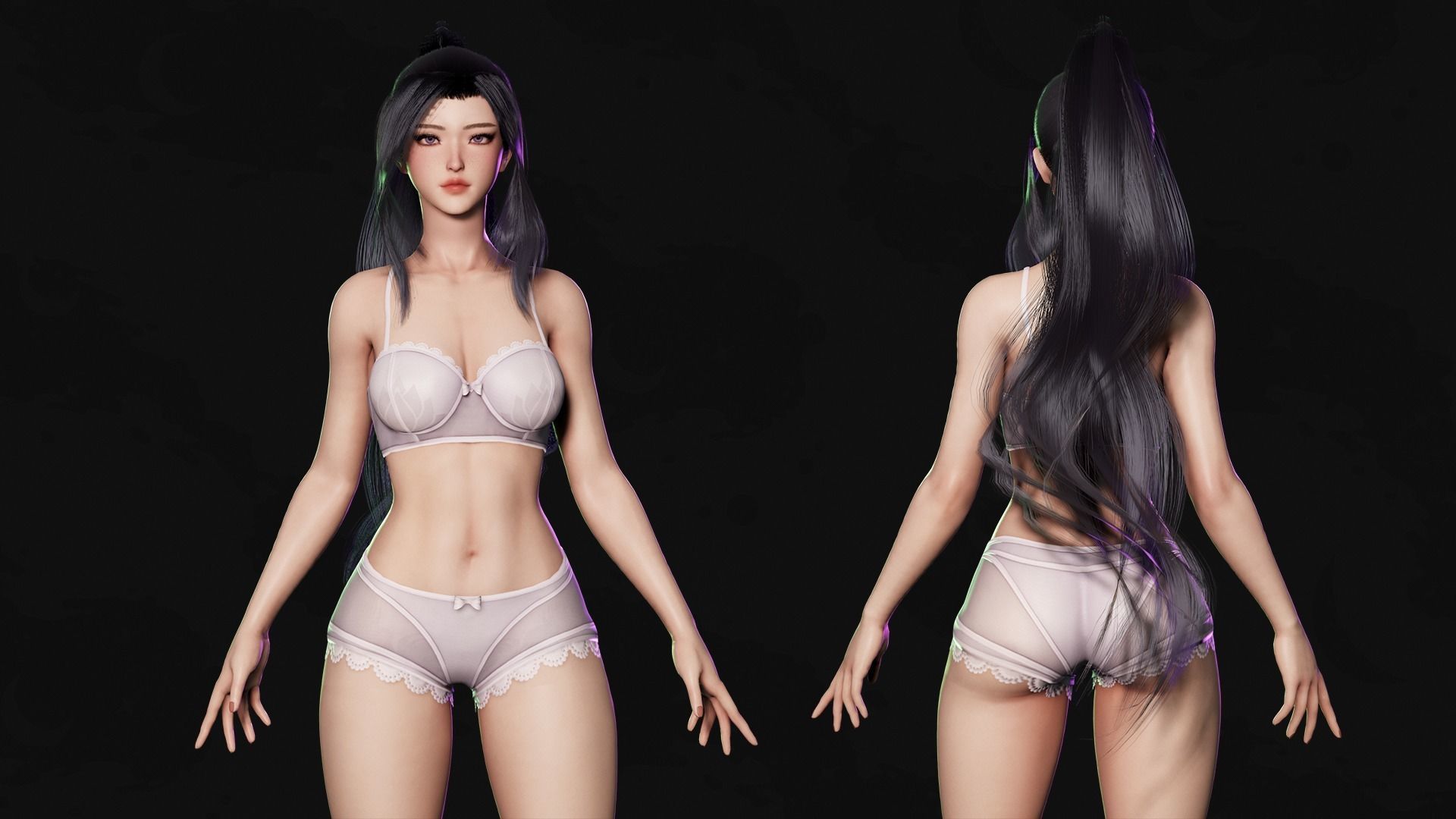 Demon Hunter Girl Nyx - Game Ready Low-poly 3D model_9