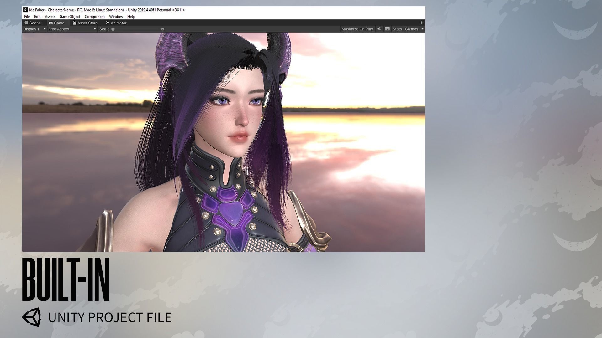 Demon Hunter Girl Nyx - Game Ready Low-poly 3D model_20