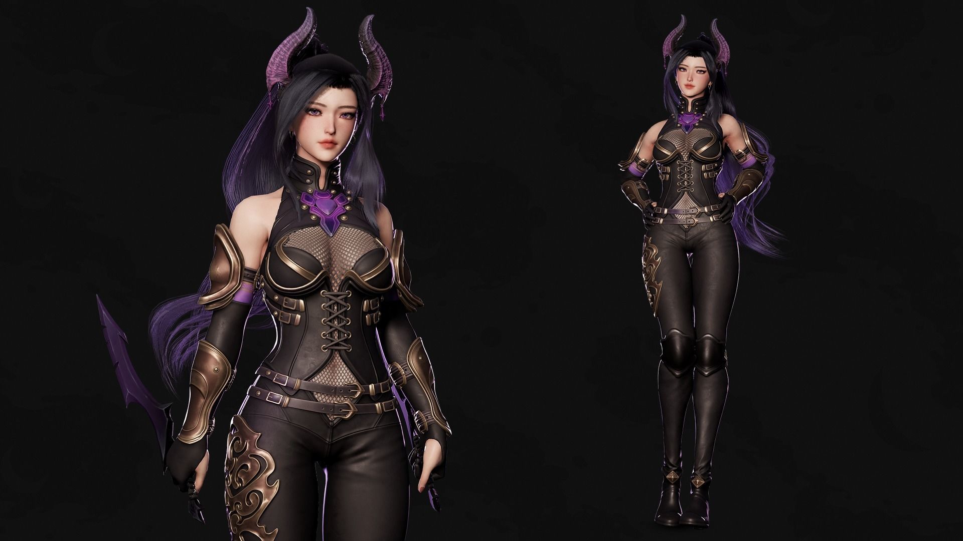 Demon Hunter Girl Nyx - Game Ready Low-poly 3D model_2