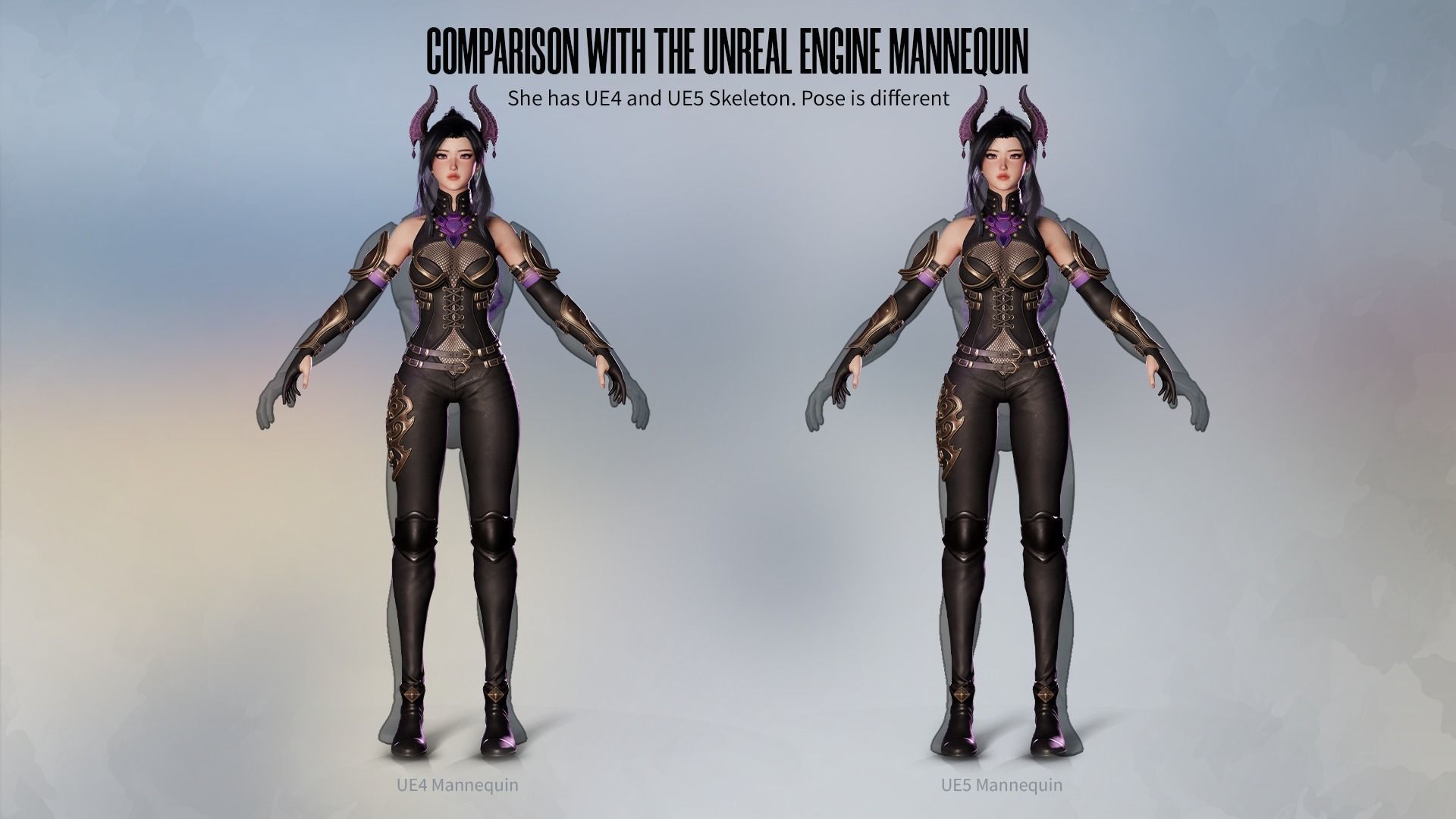 Demon Hunter Girl Nyx - Game Ready Low-poly 3D model_14