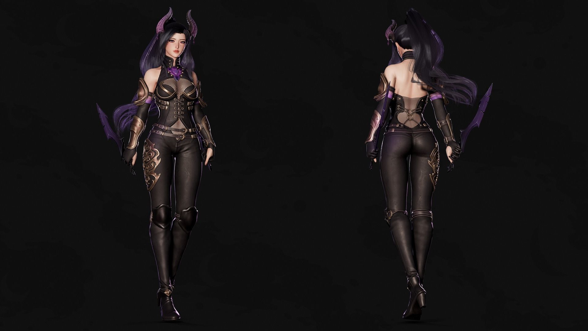 Demon Hunter Girl Nyx - Game Ready Low-poly 3D model_4